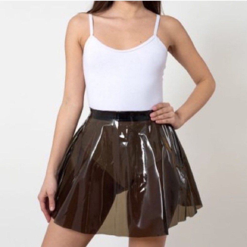 American Apparel PVC vinyl see through black skirt